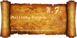 Malitsky Folkus névjegykártya